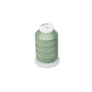 May include: A spool of light green thread, ideal for sewing and embroidery projects. The thread is tightly wound on a white plastic spool, with a white top. The spool has the number "5349" printed on the top.