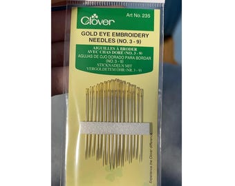 16 agulhas de bordado Crewel Clover Gold Eye, tamanhos 3 a 9