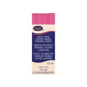 Nastro sbieco extra largo a doppia piega rosa confetto, 12,7 mm x 2,7 metri. Per rifinire bordi dritti o curvi, per dare un tocco di colore ai capi d&#39;abbigliamento.