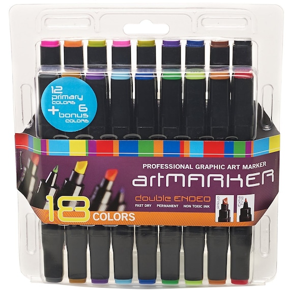 18 Professional Grade Color Markers 18 Alcohol Markers Set, Anime