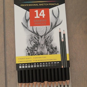 14 Professional Sketching Pencils, Artist&#39;s Graphite Drawing Pencil Set from 12B to 4H