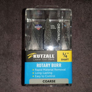 Kutzall Taper Rotary Burr Bit, Coarse, 1⁄4&quot; Shaft; Abrasive Tungsten Carbide, 6.3mmX12.7mm; for Dremel, Foredom, DeWalt, Milwaukee T-14-CAN