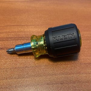 Stubby Multi-Bit Screwdriver, Nut Driver, 6-in-1, 2 Phillips, 2 Slotted Bits, 2 Nut Drivers, Klein Tools 32561