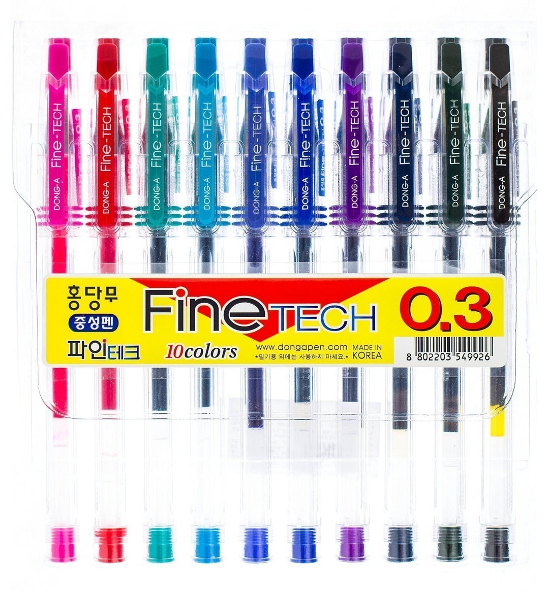 Black, Blue, Red Korean Gel Ink Kawaii Cute Pens Adult Coloring Books,  Bible Journaling, Midori, DONG-A Fine-tech Gel Pens 0.3mm Tip Point 