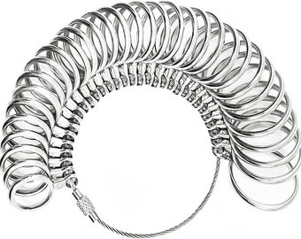 Medidor de anillos fácil de usar, herramienta de acero para medir anillos; medidor de anillos de calidad profesional para joyería; tallas estadounidenses 1-15 con medias tallas.