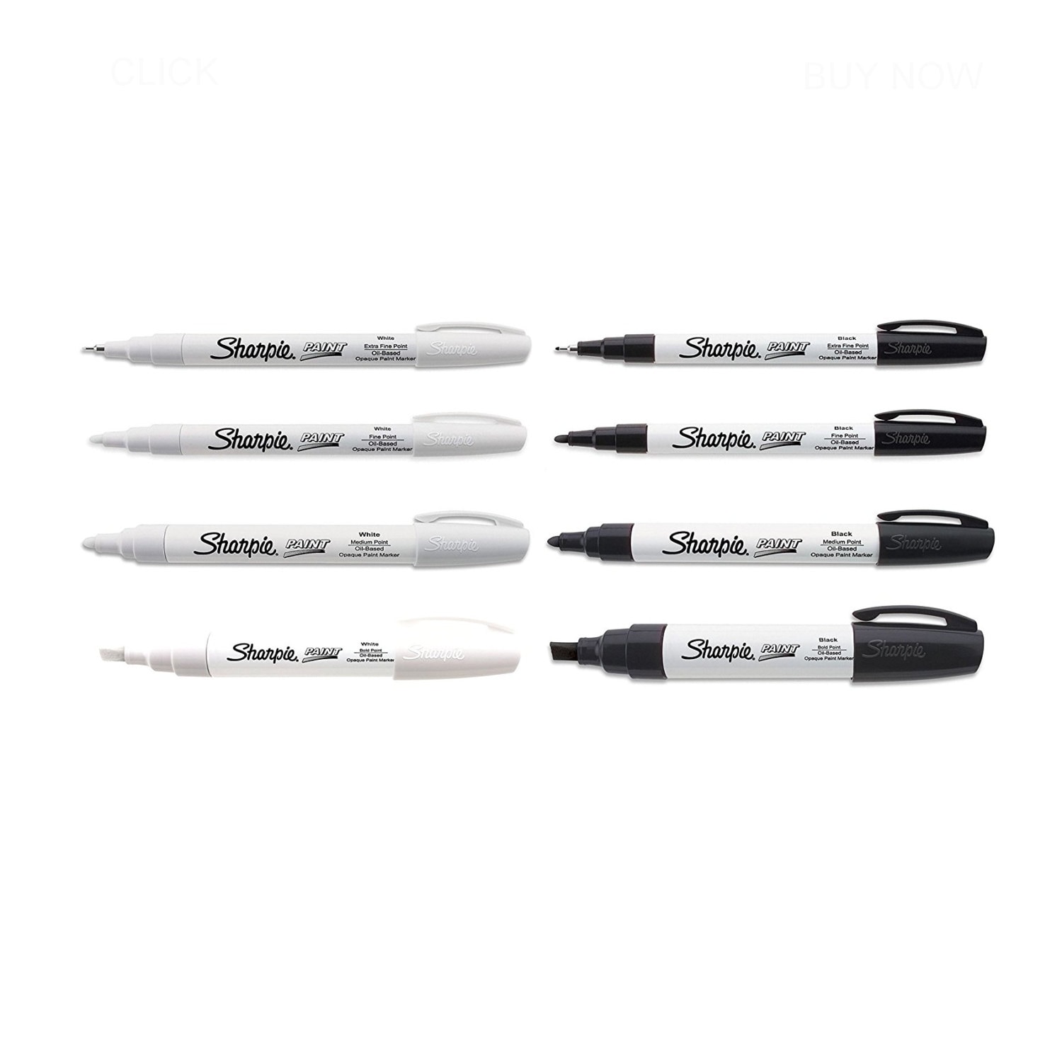 Black & White Sharpie Paint Markers Fine Point Oil Based One Each of Extra  Fine, Fine, Medium, Bold Point, Tip Sharpie Paint Markers, Pens 