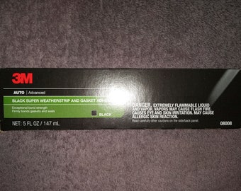 3M Black Super Weatherstrip Adhesive, 1 Tube; 08008, Fast Drying, Strong, Flexible Weatherstrip, Gasket Glue; Vinyl, Metal, Fabrics, Rubber