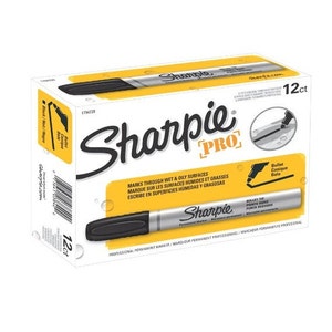 Sharpie Industrial Permanent Markers, Bullet Tip, 12 Pack; Black Industrial Sharpie Markers, Craft, Metal Stamping Supply