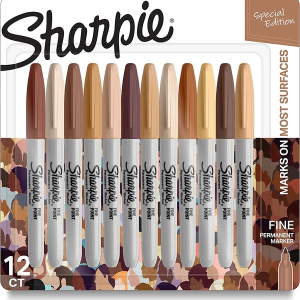 12 Sharpie Portrait Colors Markers Permanent, Fine Point Sharpie Flesh Tones