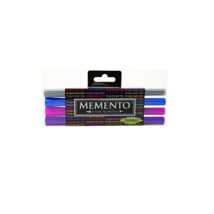 Tsukineko Memento Dual Tip Markers, Rainy Daze Set; Clear and Rubber Stamping, Drawing, Scrapbooking, Illustration