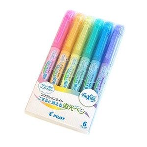 Pilot Frixion Erasable Highlighter, 6 Soft Colors; Japanese Import; Pilot Erasable Frixion Highlighter, Marker, Kawaii Pens
