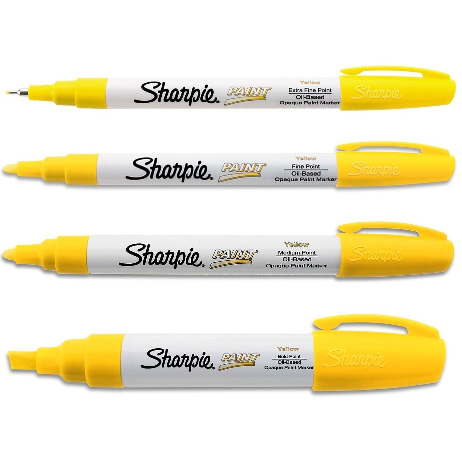 Yellow Sharpie Paint Markers Fine Point Oil Based; One Each of Extra Fine,  Fine, Medium & Bold Point, Tip; Sharpie Paint Markers, Pens