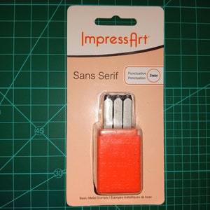 Metal Punch Stamp Set, Punctuation Letter 9 Piece Stamp Set, 3mm, Sans Serif, Arial Font; Metal, Wood, Plastic and Leather Stamps