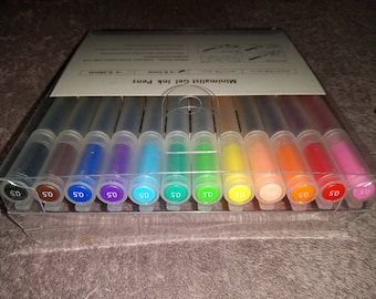 12 Japanese Style Colorful Gel Pens, 0.5mm Fine Point, Tip; Clear Kawai Cute Pens; Adult Drawing Books, Coloring, Bible Journaling