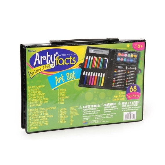 68 Piece Art Set 12 Markers, 12 Crayons, 12 Color Cencils, 12 Oil Pastels,  12 Watercolor Cakes, and More Artist Set, Darice 