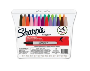 Color Sharpie Fine Tip Permanent Marker, 24 Pack Assorted Colors; Drawing, Packing and Shipping, Sharpie Arts Crafts