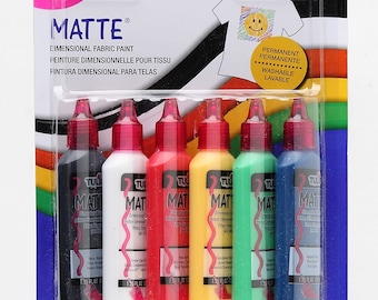 Tulip Permanent Dimensional Matte Fabric Paint, 6 Colors, Nontoxic