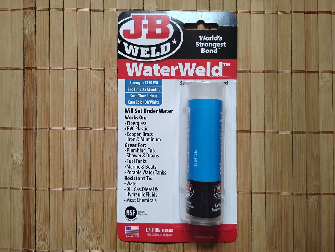 J-B Weld Waterweld 8277 Epoxy Putty Stick, off White, 2oz, Cures Under ...