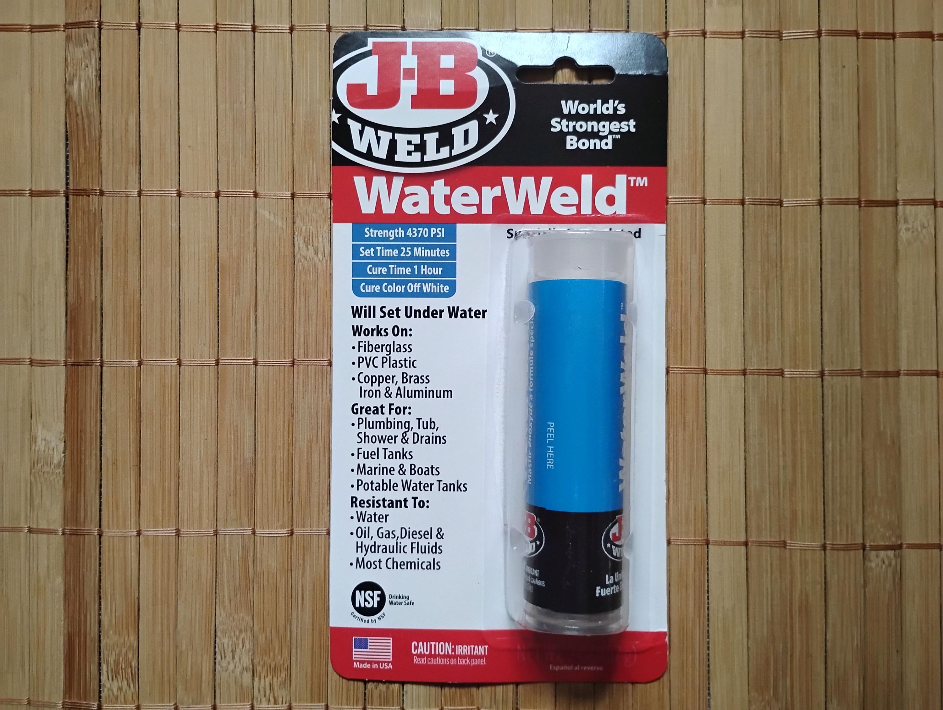 J-B Weld Waterweld 8277 Epoxy Putty Stick, off White, 2oz, Cures
