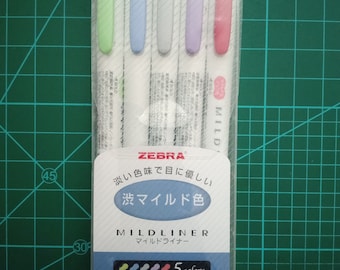 5 Zebra Mildliner Highlighters, Noble Color; Japanese Import; Zebra Highlighter Mild Liner, Marker, Pen, WKT7-5C-NC