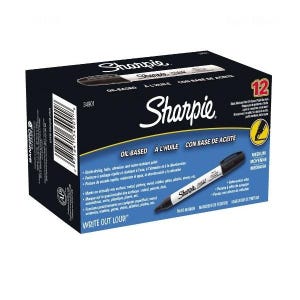 12 Schwarze Sharpie Paint Marker, Permanent Marker auf Ölbasis, Mittlere Spitze; Illustration, Zeichnung, Mischung, Schattierung, endering, Kunst, Handwerk