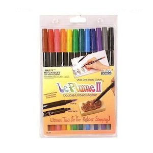 Juego de 12 marcadores de pluma extrafina y pincel doble, colores primarios; Marcadores artísticos con rotulador de doble pincel Uchida Le Plume II; Conjunto de dibujo y coloración.