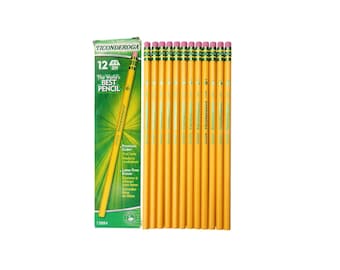 12 lápices de dibujo n.° 4, lápices de dibujo extraduros; caja de 12 lápices de grafito profesionales Dixon Ticonderoga con estuche de madera; juego de artista
