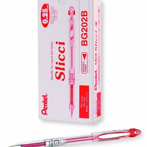12 Red Gel Pens, 0.25 mm Needle Tip, Point; Pentel Arts Slicci; Japanese; Adult Coloring Books, Bible Study, Planner, Kawaii Cute Pens