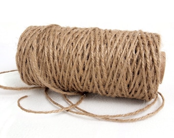 2mm chanvre naturel ficelle cordon de perles, cadeau emballage jute Bakers Twine, beige. 150 pieds, 50m