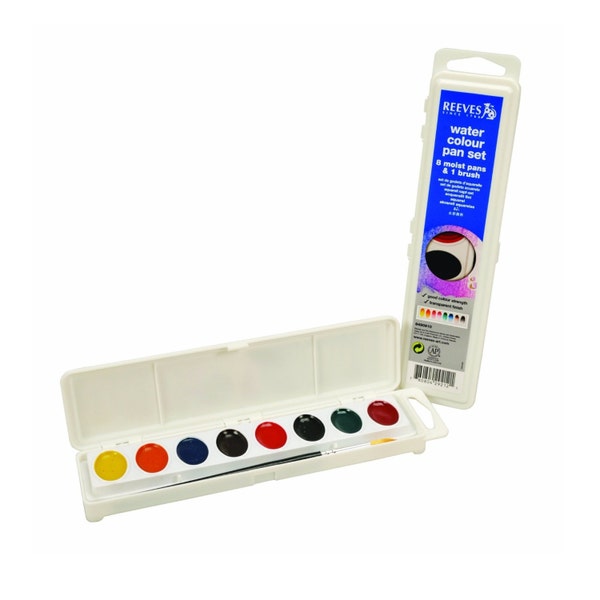 Watercolor Paint Set, 8 Watercolor Cakes, Pans; Reeves Watercolour Palette, Painting Supplies