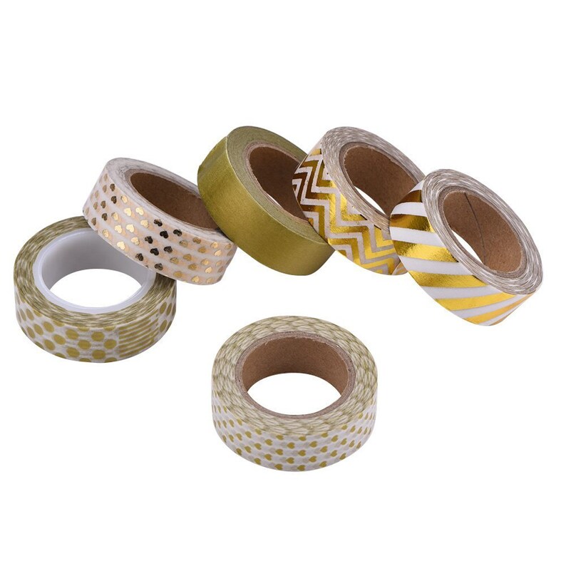 Japanese Gold Foil Washi Masking Tapes Set of 6 Patterns Etsy
