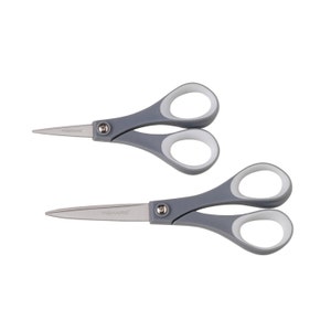 Fabric Craft Scissors, Shears; Sewing Quilting Embroidery Dressmaking Fiskars Set of 7 Inch & 5 inch Titanium Contoured Handles Scissors