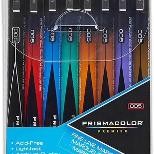Prismacolor Premier Illustration Coloring Markers, Pens, Art Set of 8 Colors; Fine Tips. Drawing, Blending, Shading & Rendering, Prismacolor