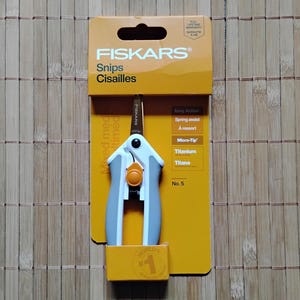Fiskars Easy Action Micro Tip Titanium Scissors Snips, N5 5 Inch, Spring Action, SoftGrip