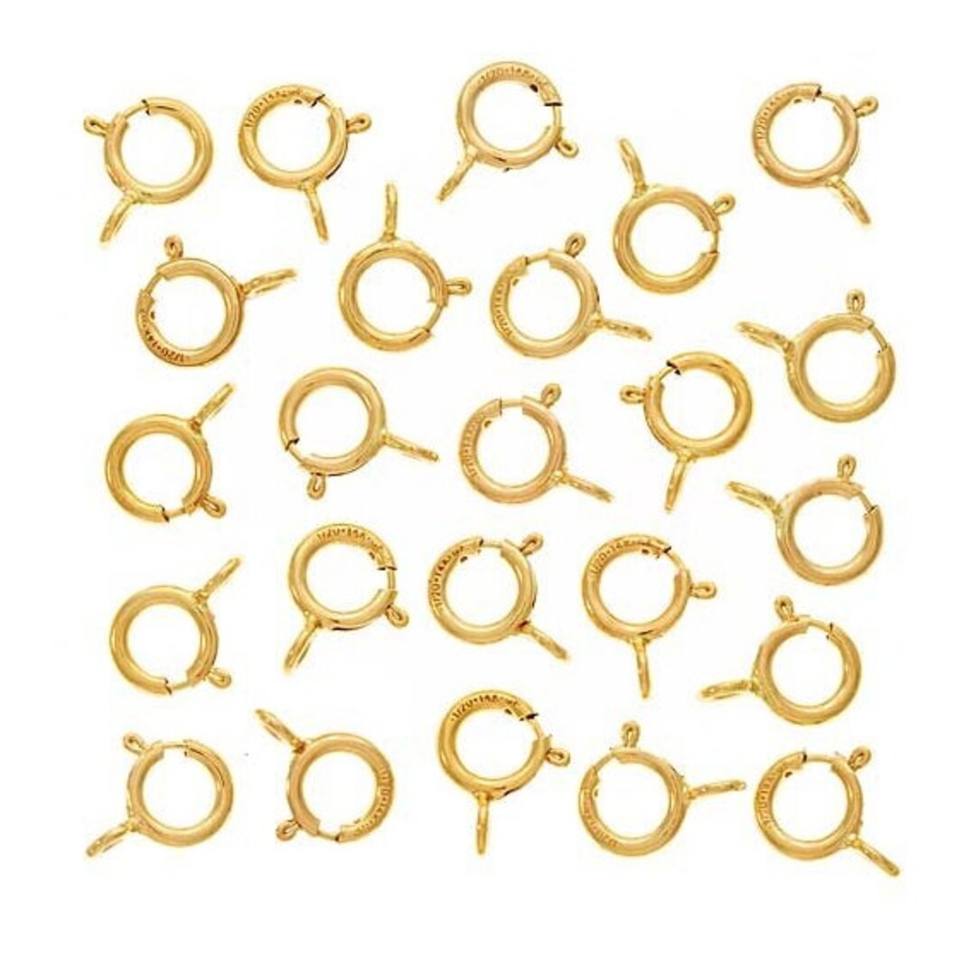 14K Gold Spring Ring Round Clasps Closed Rings 5mm; 25 Rings - Etsy
