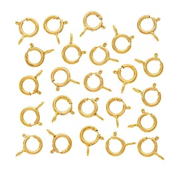 14K Gold Spring Ring Round Clasps Closed Rings 5mm; 25 Rings
