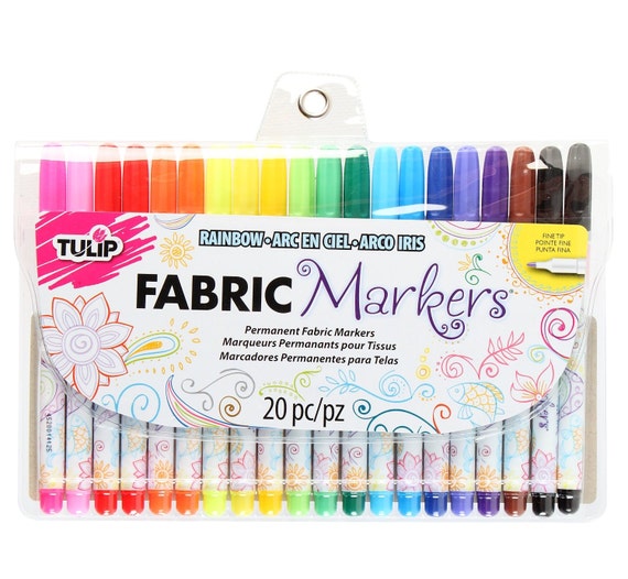 20 Fabric Markers, Tulip Medium Tip 20 Colored Fabric Paint Markers 