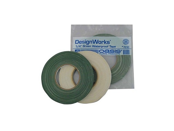 Green Florist Tape, 1/4 X 60 Yards, Waterproof. Superior Holding Power  Secure Foam Cages, Votive Cups, Ribbons, Bows 