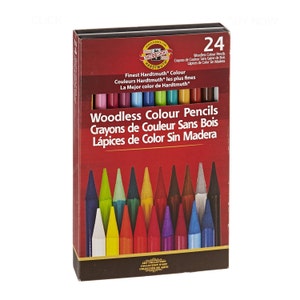 24 Koh-I-Noor Progresso houtloze potloden. Geassorteerde kleur. Illustratie, tekenen, overvloeien, arcering, weergave, kunst