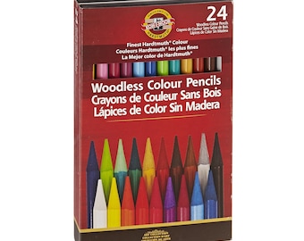 24 Koh-I-Noor Progresso Woodless Pencils. Assorted Color. Illustration, Drawing, Blending, Shading, Rendering, Arts