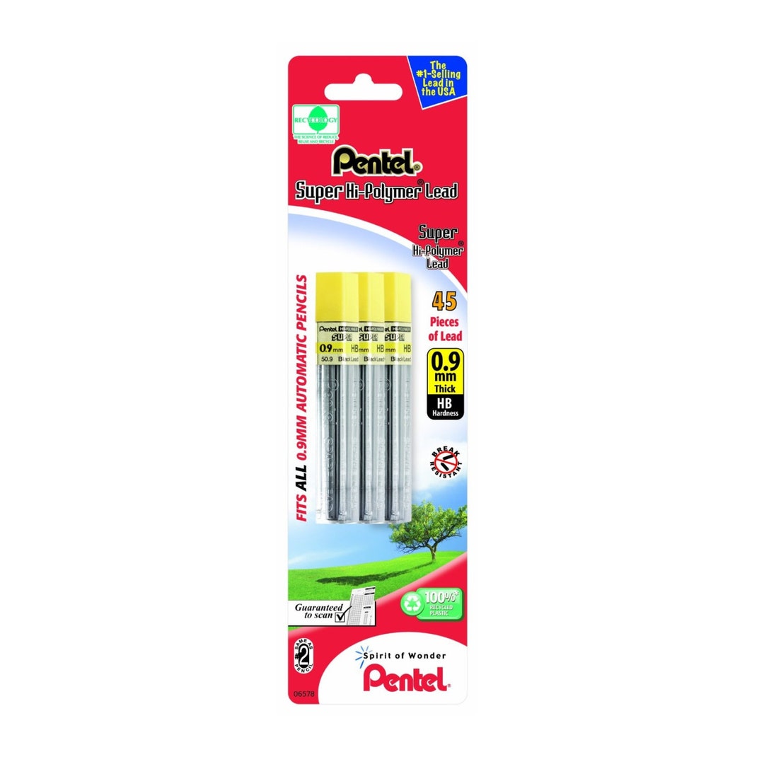 45 Pentel Super Druckbleistift Minen – 0,9 Mm, In Härtegraden 2H, H, HB, B, 2B