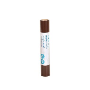 May include: A brown roll of 30.5 cm by 76.2 cm matte vinyl for crafting projects. The label reads "matte vinyl mate vinilo vinyle mat 12. 30."