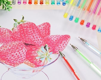60 bolígrafos de gel para colorear; libros para colorear para adultos, dibujo, estudio bíblico, planificador, bolígrafos de gel para scrapbooking; remolino clásico de pastel neón metálico con purpurina