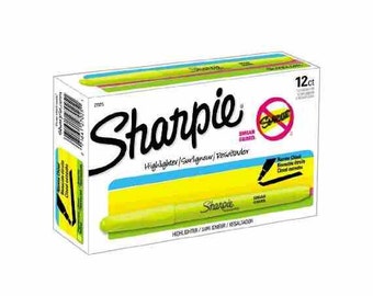 12 Fluorescent Yellow Sharpie Accent Liquid Pen Style Highlighters, Micro-Chisel Tip; Quick Drying, Odorless, Smear Resistant Highlighters
