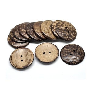 20 Coconut Shell Buttons, Large Wooden Buttons; 44mm, 1 3/4 Inch