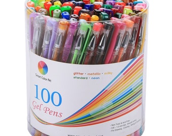 100 Coloring Gel Pens; Adult Coloring Books, Drawing, Bible Study, Planner, Scrapbooking Gel Pens; Neon Pastel Milky Metallic Glitter Swirl