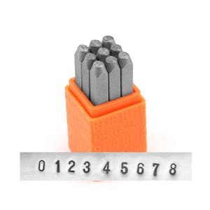 9 Piece Metal Punch Stamp Set, Punctuation Letter Stamp Set, 2.5mm, Sans Serif, Arial Font; Metal, Wood, Plastic and Leather Stamps