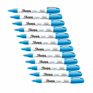 12 Aqua Blue Sharpie Paint Marker, Permanentmarker auf Ölbasis, mittlere Spitze; Illustration, Zeichnung, Mischen, Kunst, Handwerk