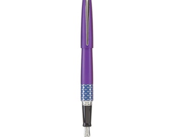 Purple Pilot Fountain Pen, Pilot Metropolitan Fountain Pen, Medium Nib MR Retro Pop Fountain Pen, Black Ink; Calligraphy Drawing Inking