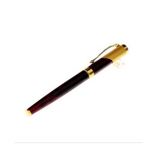 Pluma estilográfica clásica de color burdeos y oro, punta fina de 18 quilates, excelente pluma de tinta para escribir, caligrafía, dibujar y entintar.